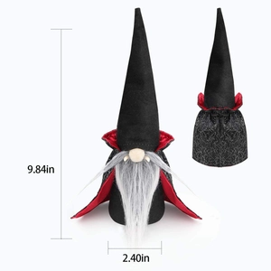 Halloween Vampir-Zwerg Dekoration mit rotem Umhang und Bart, 25 cm Plüschfigur Ornament