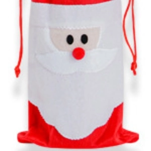 Weihnachts-Weinflaschenbeutel mit Weihnachtsmann-Motiv aus rotem weißem Plüschstoff