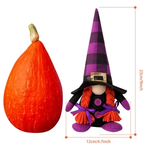 Detailed view of Halloween faceless gnome with dimensions 23cm by 12cm on white background