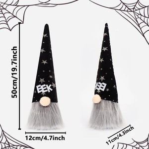 Halloween faceless gnome plush dolls with bat hats and Boo and Eek embroidery