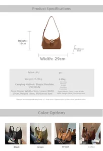 Detail view of the PU leather shoulder bag featuring adjustable metal strap buckle and 4 colors