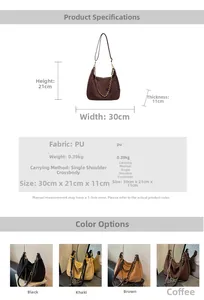 Detailed size specifications and color options for the vintage matte dumpling bag