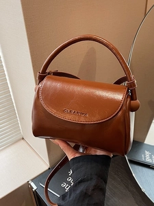 Retro Glossy PU Leather Small Square Bag For Women Minimalist Handbag Shoulder Crossbody Bag Versatile Commuter Fashion Bag