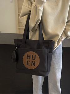 Women Vintage Canvas Tote Bag Large Capacity Shoulder Bag With Round Coin Purse Letter Logo Hollow Casual Shopping Handbag