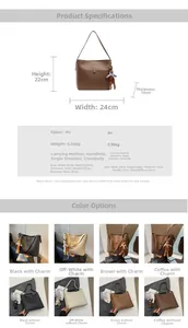 Detailed size guide and multi-color matrix for the women's bucket shoulder bag