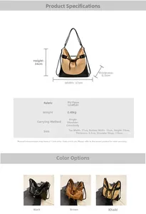 Detailed dimension guide and specifications for the large suede-like faux leather tote bag