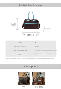 Detaillierte Größenangaben und Parametertabelle für große Reisetasche mit Gurt