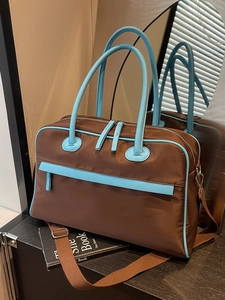 Große Kapazität Wasserdichte Nylon Reisetasche Tragetasche Handtasche Für Damen Herren Colorblock Umhängetasche Geschäftsreise Sporttasche