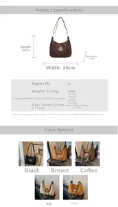 Detailed size chart and multi-color saddle bag display with metal M logo buckle
