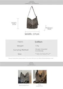Spécifications de taille pour un grand sac fourre-tout en toile léopard avec nœuds