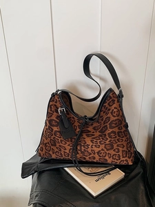 Women Large Capacity Leopard Print Shoulder Bag Frosted PU Leather Tote Bag Fashion Casual Vintage Daily Handbag For Travel