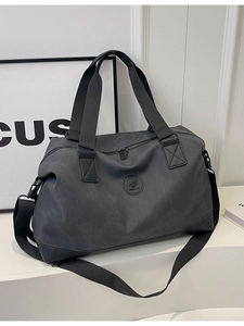 Large capacity dark grey travel duffel bag with shoulder strap for fitness and sports