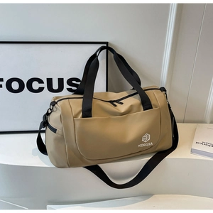 Large capacity travel duffel bag with dry wet separation shown on minimalist display