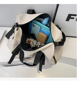 Interior view showing large capacity and multi-pocket storage for travel essentials