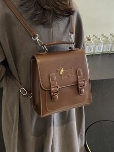 Sac à Dos en Cuir PU pour Femmes Vintage Petit Décontracté Style Coréen Brodé Animal Teckel Chat Sac à Main Cartable Mode Sac à Dos de Voyage