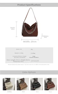 Detailed size chart for large PU leather tote bag showing 29cm width and 26cm height