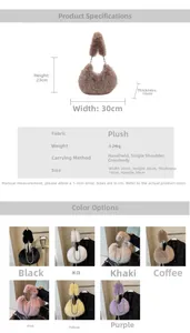 Spécifications de taille et palette de couleurs pour sac à bandoulière en peluche