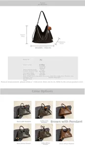 Tabella taglie e opzioni colore per la borsa tote grande vintage in pelle PU di alta qualità