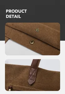 Detalle de botón a presión metálico y costuras reforzadas en bolso de lona café