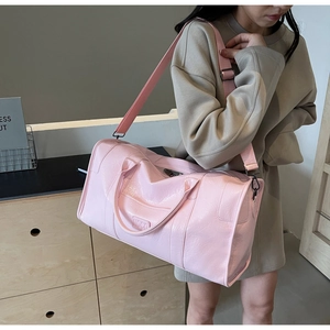 Bolso de viaje rosa grande con asas dobles y logo NOBO para deporte y viajes cortos
