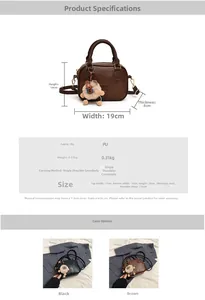Detail view of mini PU crossbody bag dimensions and colors with plush alpaca charm
