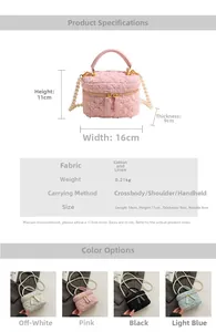 Sac seau en tweed matelassé avec bandoulière perle et détail de fermeture éclair double