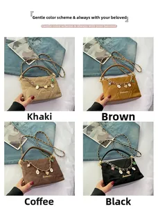 Quilted small crossbody bag for women in khaki, brown, coffee and black colors