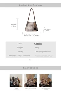 Detailed size specifications for women's tote bag featuring cute rabbit charm
