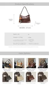 Detail view of large retro tote bag with embossed M logo and chain leather strap