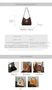 Detailed size guide and color options for multi-purpose PU leather women's backpack