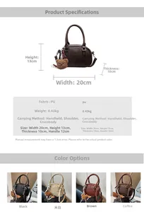 Detailed size specifications and weight information for the vintage crossbody boston bag