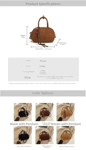 Guide des tailles de sac bandoulière rétro en PU mat avec dimensions et coloris