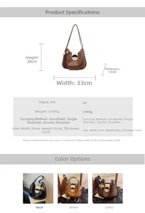 Detailed size chart and specifications for vintage large PU leather backpack 33x28x12cm