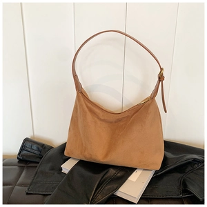 Schicke braune Hobo-Tasche aus Wildleder mit verstellbarem Riemen und Gold-Hardware