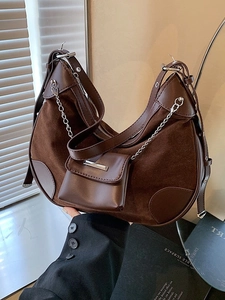 Vintage Damen Hobo Schultertasche Mit Großer Kapazität Aus Mattiertem PU Leder Farbblock Spleißen Achseltasche Mit Mini Tasche