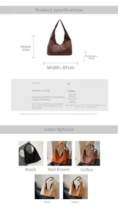 Dimensions détaillées du grand sac cabas en PU avec paramètres de taille et de poids