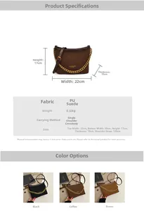Detailed dimension guide for matte PU crossbody bag showing width and height specifications