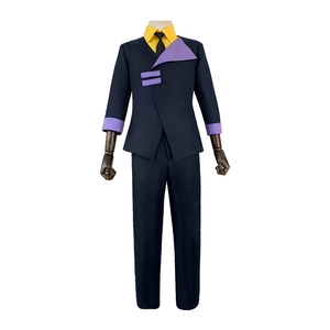 Men Anime Character Cosplay Costume Suit Including Blue Jacket Yellow Shirt Black Tie And Blue Pants For Halloween Performance Party