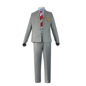 Your Lie in April Cosplay Schooluniform Set met grijze blazer en gestreepte stropdas
