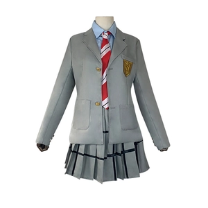 Your Lie in April Cosplay Kostuum Anime Schooluniform Grijze Blazer Blauw Overhemd Stropdas Geplooide Rok Of Broek