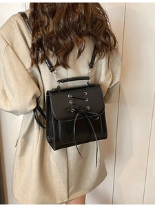 Women Korean Style PU Leather Mini Backpack With Bow-knot Crossed Straps Fashion Casual Student Campus Travel School Shoulder Bag