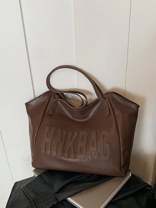 Borsa Tote da Donna in Pelle PU di Grande Capacità Stampa a Lettere Moda Borsa a Tracolla Versatile Casual Quotidiana