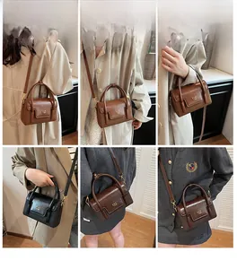 Collage of chic square handbags showing various ways to wear as tote, shoulder or crossbody bag