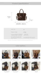 Vue détaillée des dimensions et coloris du sac seau tendance avec imprimé léopard
