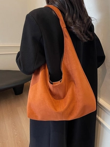 Sac hobo en daim orange vif pour femme au design minimaliste et grande capacité
