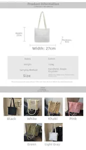 Detailed size chart for the quilted shoulder bag showing dimensions and colors