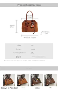 Detaillierte Maßtabelle und Farboptionen für die Wildleder-Schultertasche mit Maßen