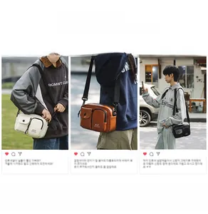 Three-color crossbody bags in cream, brown, and black with adjustable straps