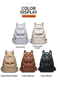 Litchi pattern faux leather backpack color palette in grey, khaki, brown and black