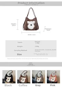 Spécifications de taille et options de couleur pour le sac fourre-tout en peluche